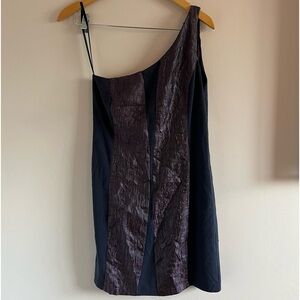 Ciel de Juno One Shoulder Dress | Black & Purple | Large | NWT